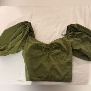 Abercrombie & Fitch Olive Gathered Front Top